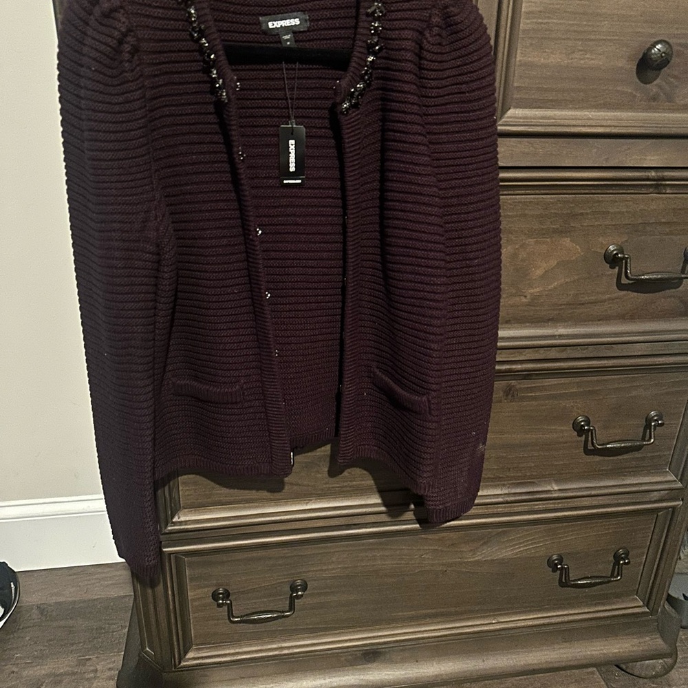 NWT - Express Purple Cardigan Sweater Cozy Knit